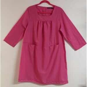 GUDREN SJODEN Women's Pink Organic Cotton Lightweight Comfy Dress Large